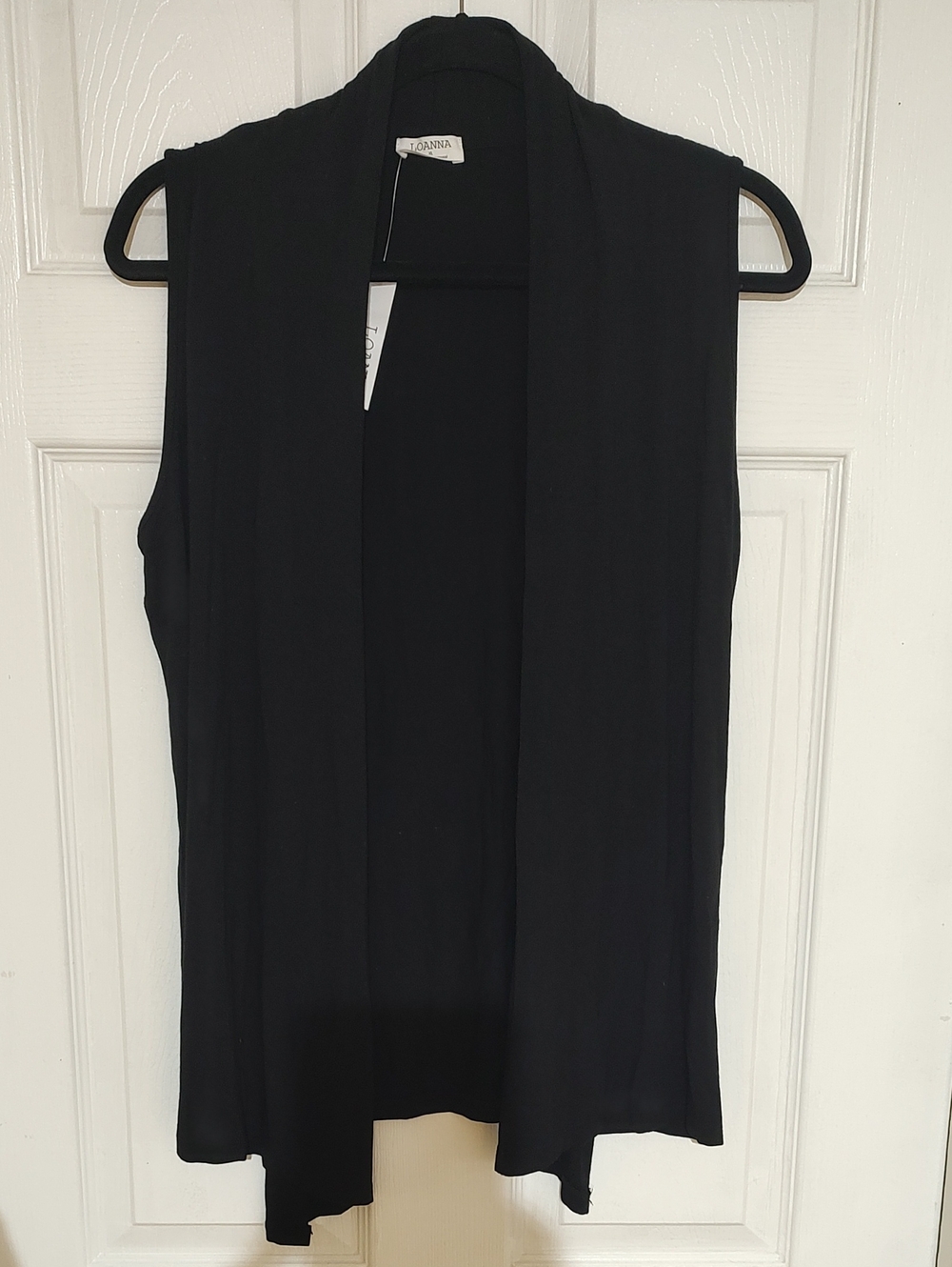 Black Sleeveless Open Front Drape Vest